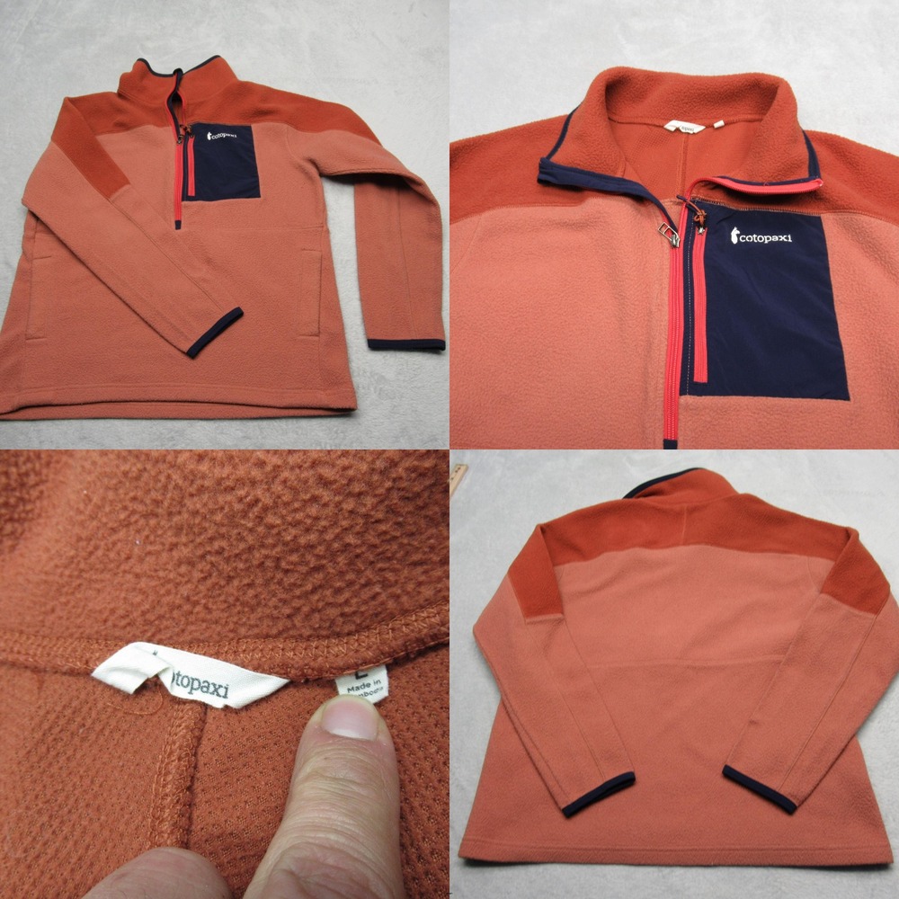 Cotopaxi Fleece Mens Large Orange Colorblock 1/2 Zip Pullover Hiking sweater